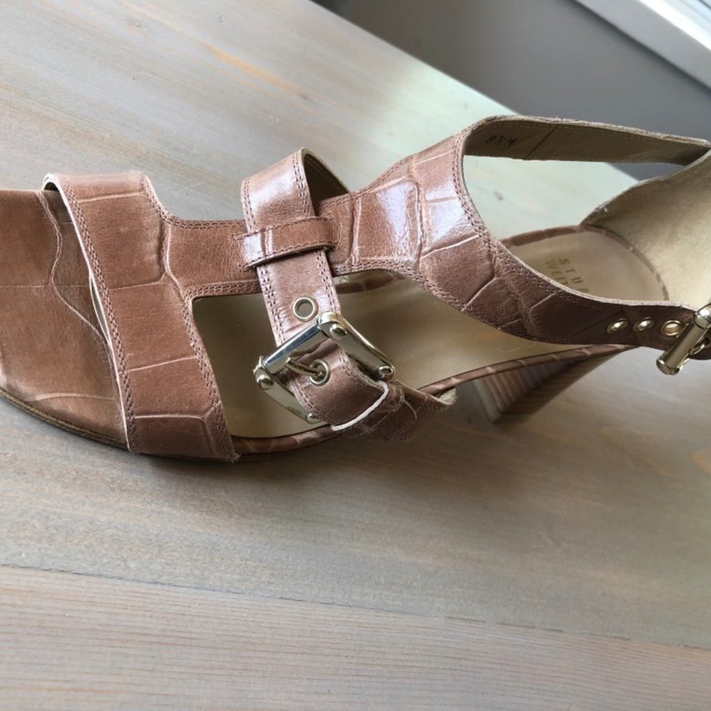 Stuart Weitzman Rimactivity Croco Leather Sandal - Picture 2 of 10